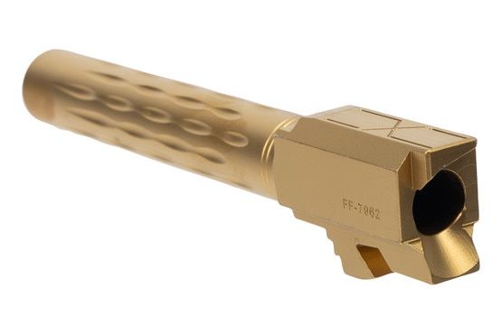 Faxon Firearms Match Series Flame Fluted 9mm Barrel - Fits GLOCK 17 Gen 5 with TiN PVD finish.